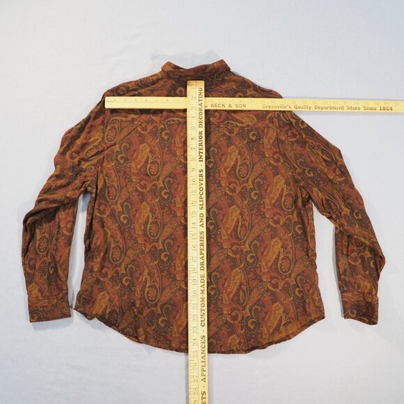 Lauren Ralph Lauren Shirt Womens 1X Brown Button Wool Rayon Retro Granny Cottage - Picture 5 of 8